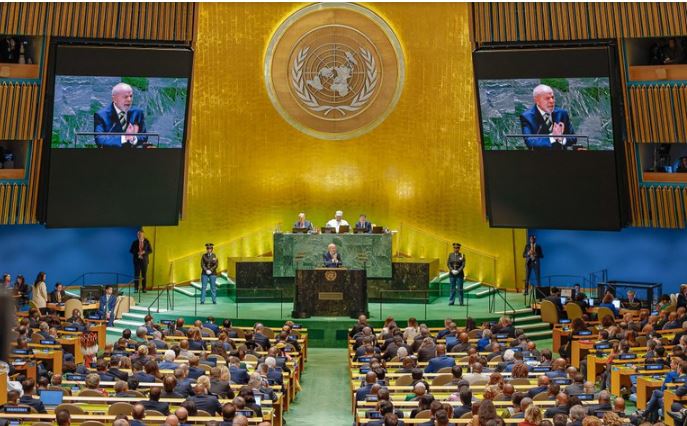 Lula durante o discurso na sede das Nações Unidas, em Nova York / Foto: Ricardo Stuckert - PR